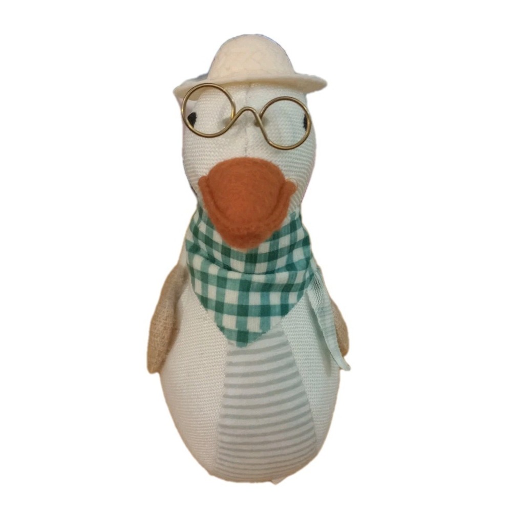 Plush Goose Beanie Bottom Green White Scarf Hat Farmhouse Decor Grandmacore - Picture 3 of 3